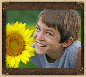 boy with flower